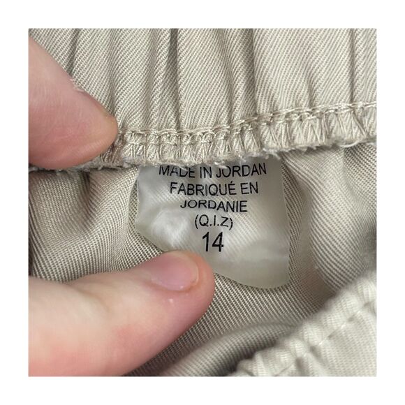 Alia Cropped Pants Women's 14 Beige Elastic Waist High-Rise Straight Leg Pull-On - Picture 7 of 7